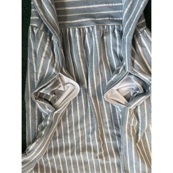 LOFT Blue White Striped Babydoll Dress Sz Medium - Picture 6 of 8
